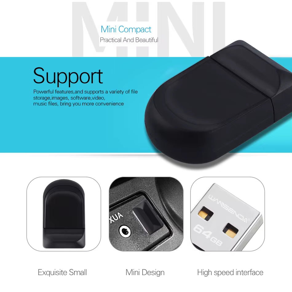 Super Mini USB Flash Drive Waterproof Pendrive 64GB 32GB 16GB 8GB 4GB Real Capacity USB 2.0 Memory Stick Thumbdrive